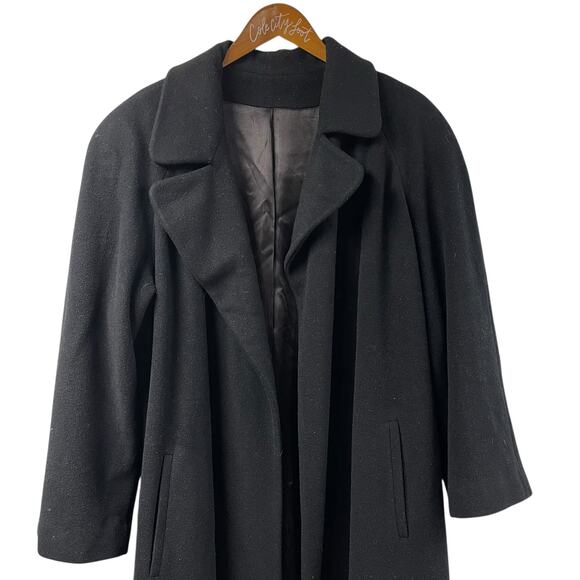 Regency Cashmere Black Full Length Trench Coat 12 Vintage Overcoat Union Made - Picture 2 of 11